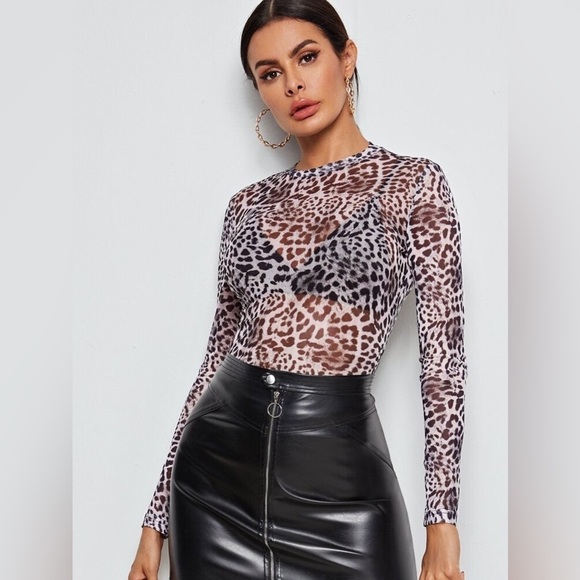 Leopard top long sleeve sheer small and medium New NWT - Picture 5 of 14